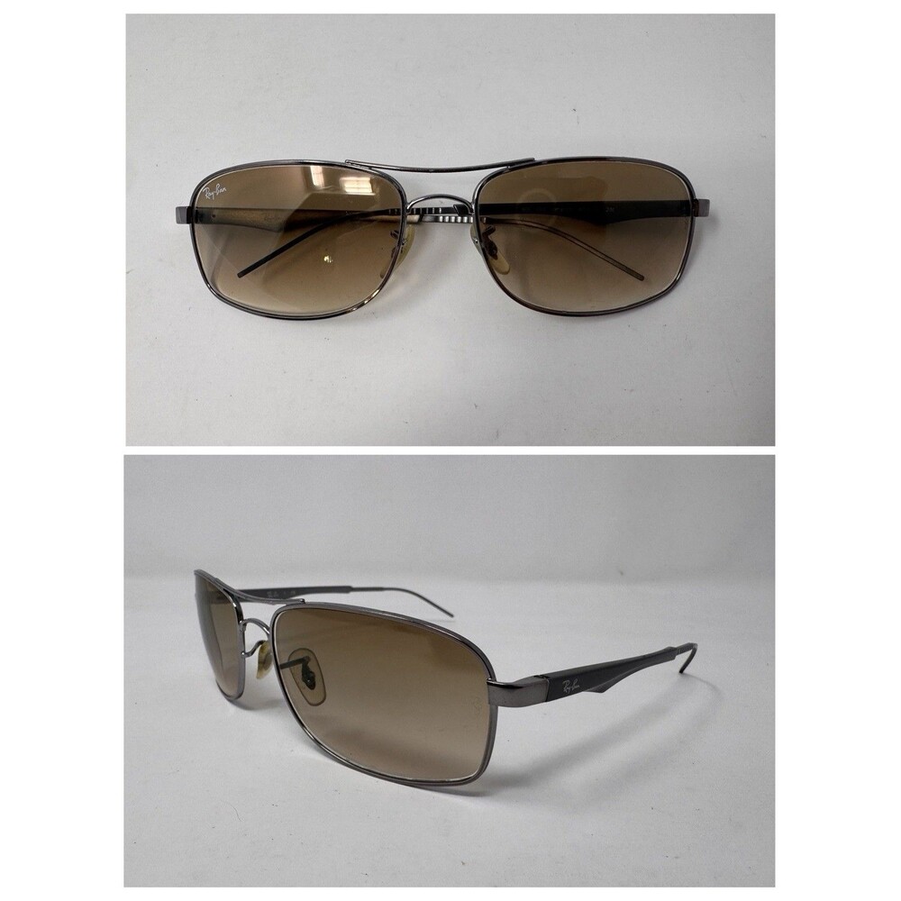 Ray-Ban RB3484 Sunglasses 60-17 Gunmetal 004/51 Rectangular Metal Italy